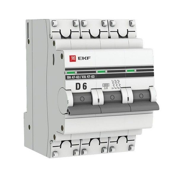 Выключатель автоматический EKF PROxima mcb4763-6-3-06D-pro 3Р 230В 6А