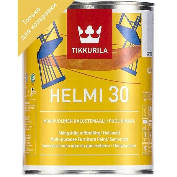 Краска для колеровки для мебели Tikkurila Helmi 30 прозрачная база 0.9 л