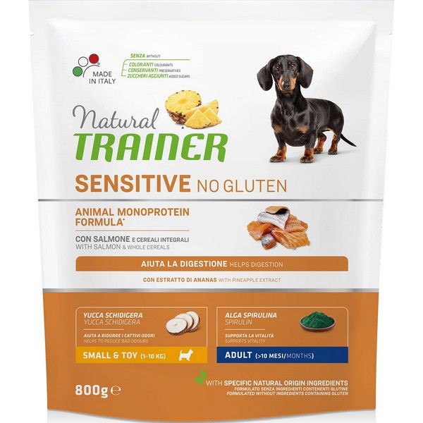 Сухой корм для взрослых собак мелких пород TRAINER Natural Sensitive без глютена Лосось 800 г