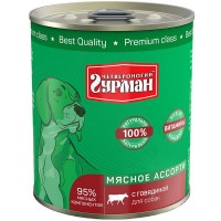 Консервы для собак ЧЕТВЕРНОГИЙ ГУРМАН Мясное ассорти Говядина 340 г