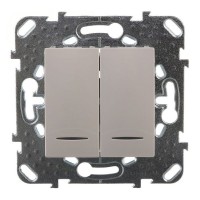 Выключатель встраиваемый Schneider Electric Unica 2 клавиши с подсветкой, цвет белый