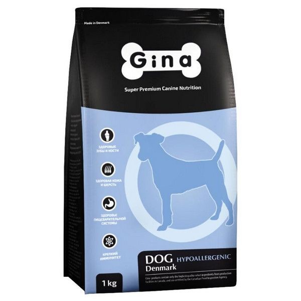 Gina DENMARK DOG Hypoallergenic Корм гиппоаллергенный сухой для собак Утка 1кг.