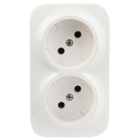 Розетка двойная накладная Legrand Quteo без заземления, цвет белый