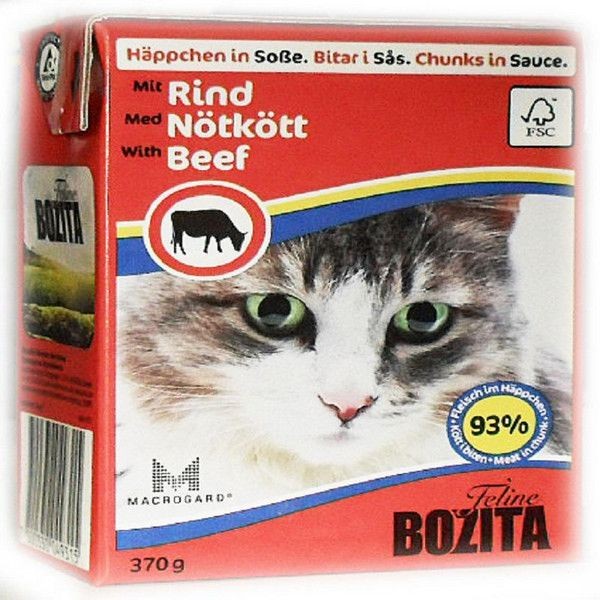 Влажный корм для кошек BOZITA Кусочки в соусе Говядина 370 г