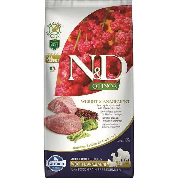 Сухой корм для собак для контроля веса FARMINA N&D Dog Grain Free Weight Management Lamb беззерновой Ягненок Киноа 7 кг