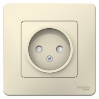 Розетка встраиваемая Schneider Electric Blanca без заземления со шторками, цвет молочный