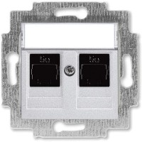 Розетка компьютерная встраиваемая ABB Levit RJ45, cat 5е, цвет серебро/дымчатый черный