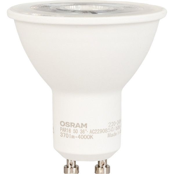 Лампа светодиодная Osram GU10 5 Вт спот прозрачная 370 лм, нейтральный белый свет