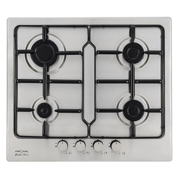 Варочная панель газовая KRONA Ortica, 4 конфорки, 60х51,5 см, нержавеющая сталь