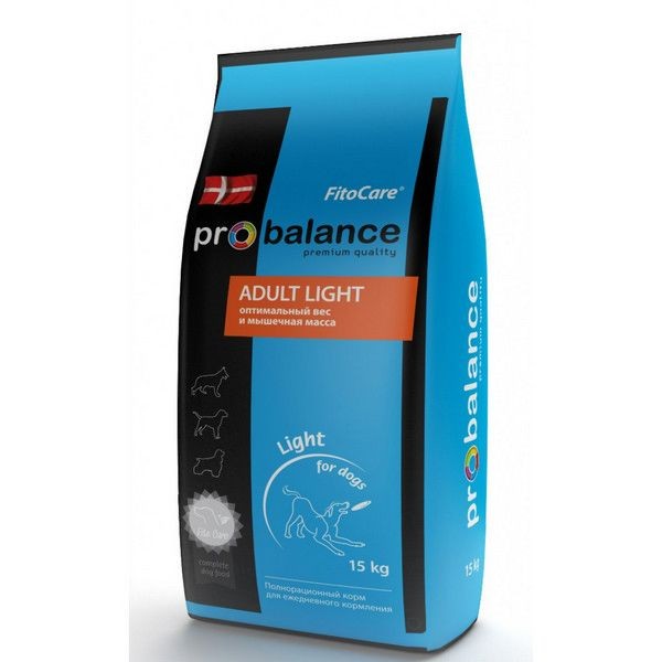 Сухой корм для собак всех пород склонных к полноте PROBALANCE Adult Light 15 кг