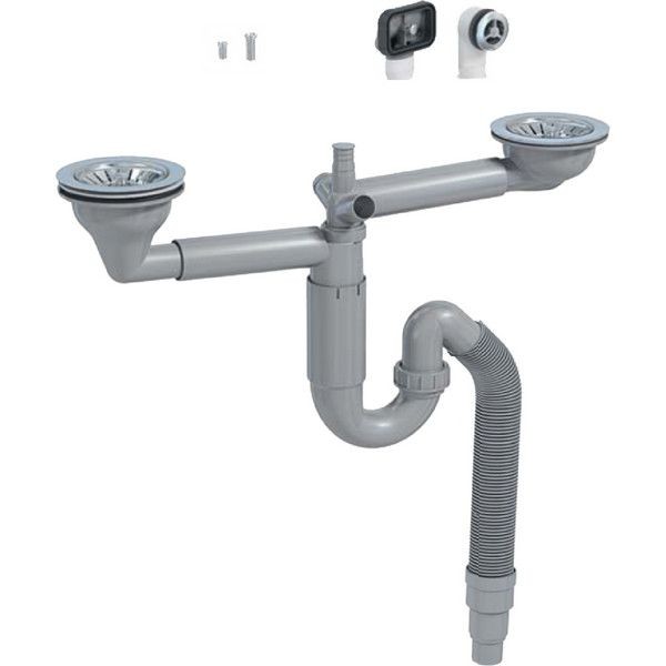 Сифон для мойки PREVEX P-loc PL2-D9CF5-SANT-01 двойной