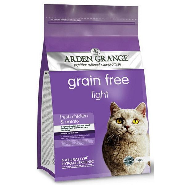 Сухой корм для взрослых кошек ARDEN GRANGE беззерновой Диетический Курица Картофель 4 кг