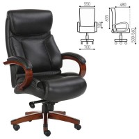 Кресло офисное Brabix Premium Infinity Ex-707, дерево, натуральная кожа, черное, 531826