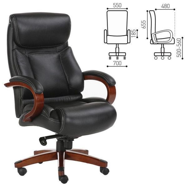 Кресло офисное Brabix Premium Infinity Ex-707, дерево, натуральная кожа, черное, 531826