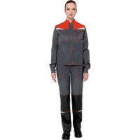Костюм КМ-10 ЛЮКС, серый-красный-черный, женский (разм. 96-100, рост 158-164)