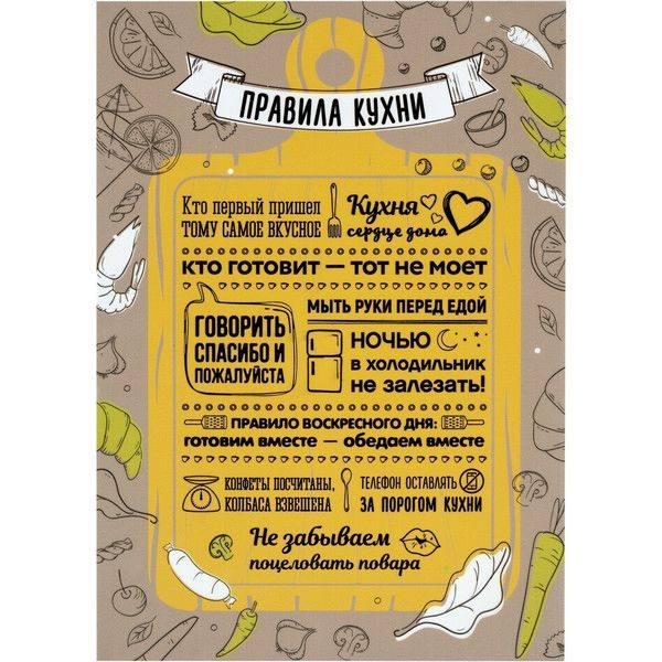 Постер на ПВХ «Правила кухни» 25х35 см