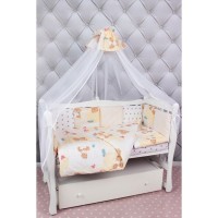 Комплект постельного белья AmaroBaby Мишка в кроватку, бязь 18 предметов