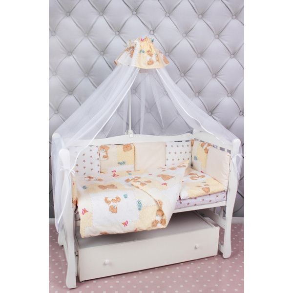 Комплект постельного белья AmaroBaby Мишка в кроватку, бязь 18 предметов