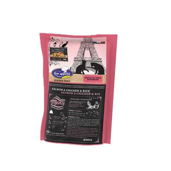 Корм сухой для кошек Bon Appetit CAT Adult Gourmand Гурман с Лососем, Курицей и Рисом 400гр