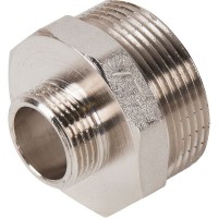 Ниппель переходной Valtec, 1 1/2 "34;x3/4 "34;, наружная резьба, никелированная латунь VTr.580.N.0805
