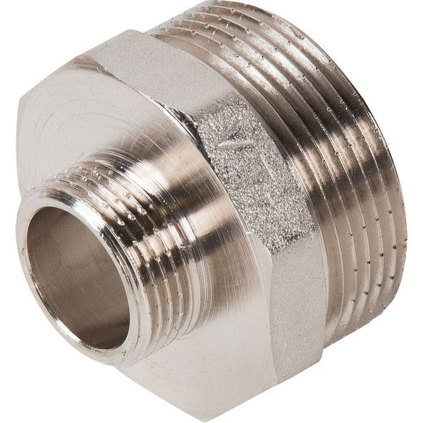 Ниппель переходной Valtec, 1 1/2 "34;x3/4 "34;, наружная резьба, никелированная латунь VTr.580.N.0805