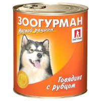 Влажный корм для собак ЗООГУРМАН – МЯСНОЙ РАЦИОН, Говядина с рубцом, 750г