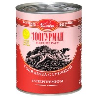 Влажный корм для собак Мясное рагу «Зоогурман - Настоящее мясо», Говядина с гречкой, 350г